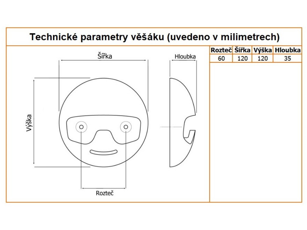 detsky vesak robot technicka tabulka